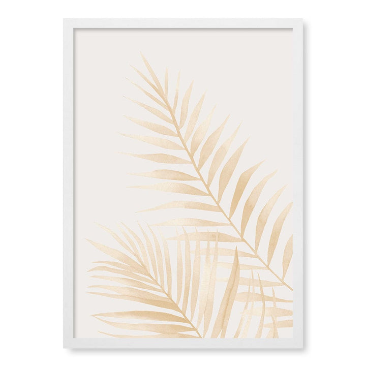 Watercolour Palm Leaves Beige Wall Art Print A2 (42 x 59.4cm) / Matte White Frame / No Border from our Australian Made Framed Wall Art, Prints & Posters collection by Profile Products (Australia) Pty Ltd
