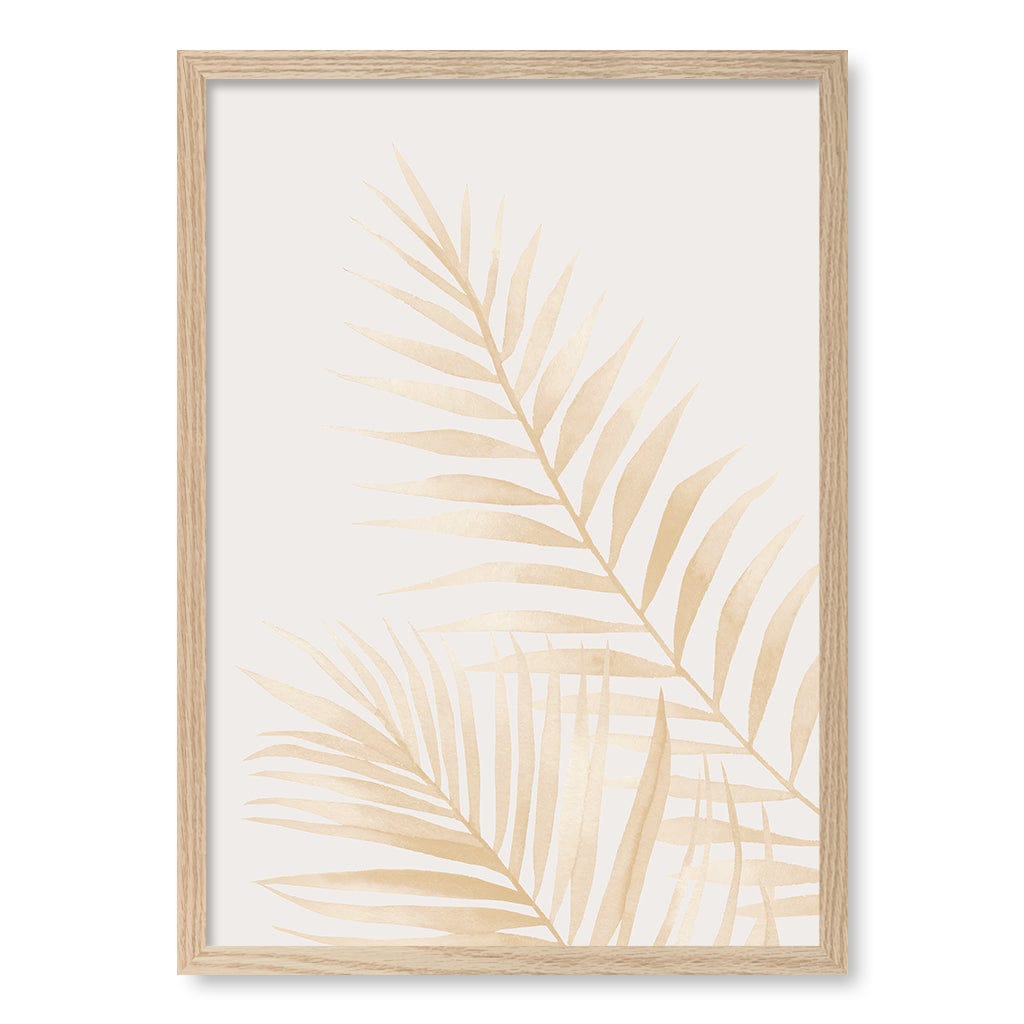 Watercolour Palm Leaves Beige Wall Art Print A2 (42 x 59.4cm) / Natural Oak Frame / No Border from our Australian Made Framed Wall Art, Prints & Posters collection by Profile Products (Australia) Pty Ltd