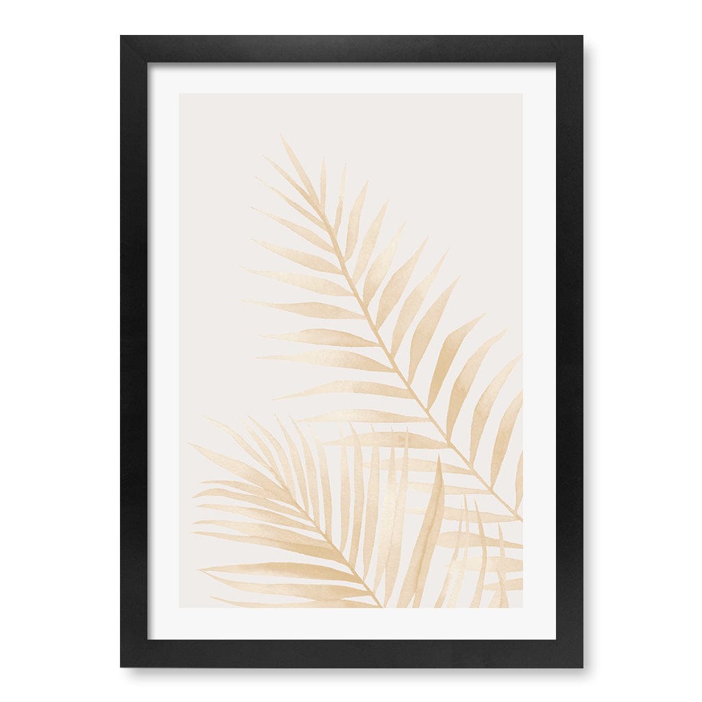 Watercolour Palm Leaves Beige Wall Art Print A3 (29.7 x 42cm) / Matte Black Frame / White Border from our Australian Made Framed Wall Art, Prints & Posters collection by Profile Products (Australia) Pty Ltd