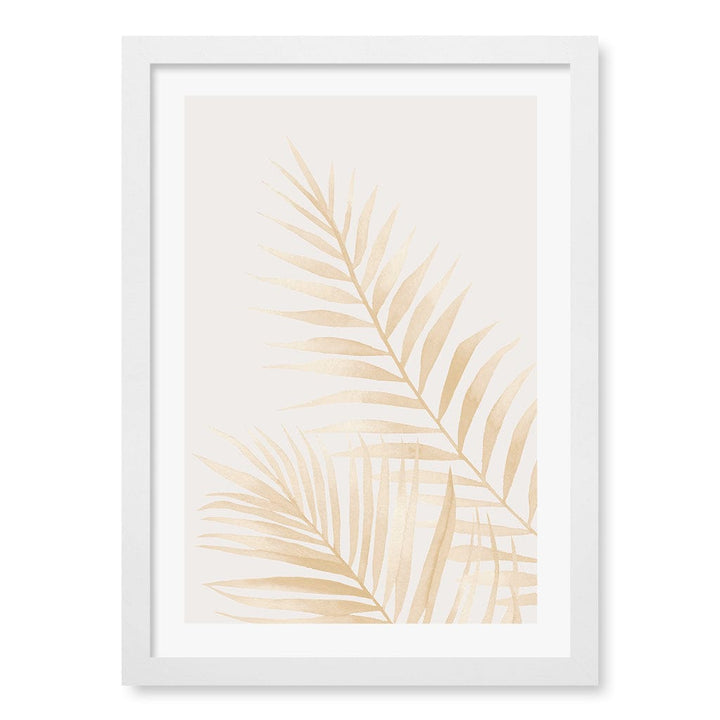Watercolour Palm Leaves Beige Wall Art Print A3 (29.7 x 42cm) / Matte White Frame / White Border from our Australian Made Framed Wall Art, Prints & Posters collection by Profile Products (Australia) Pty Ltd