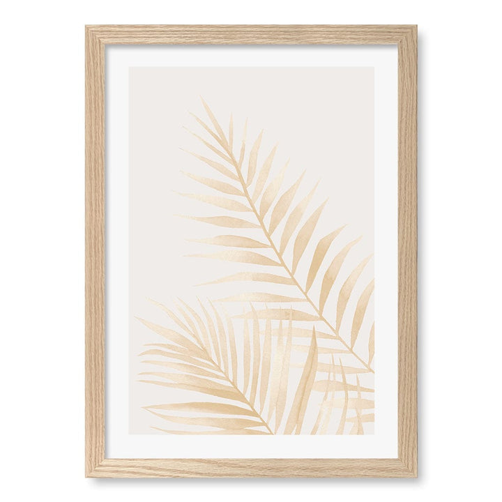 Watercolour Palm Leaves Beige Wall Art Print A3 (29.7 x 42cm) / Natural Oak Frame / White Border from our Australian Made Framed Wall Art, Prints & Posters collection by Profile Products (Australia) Pty Ltd