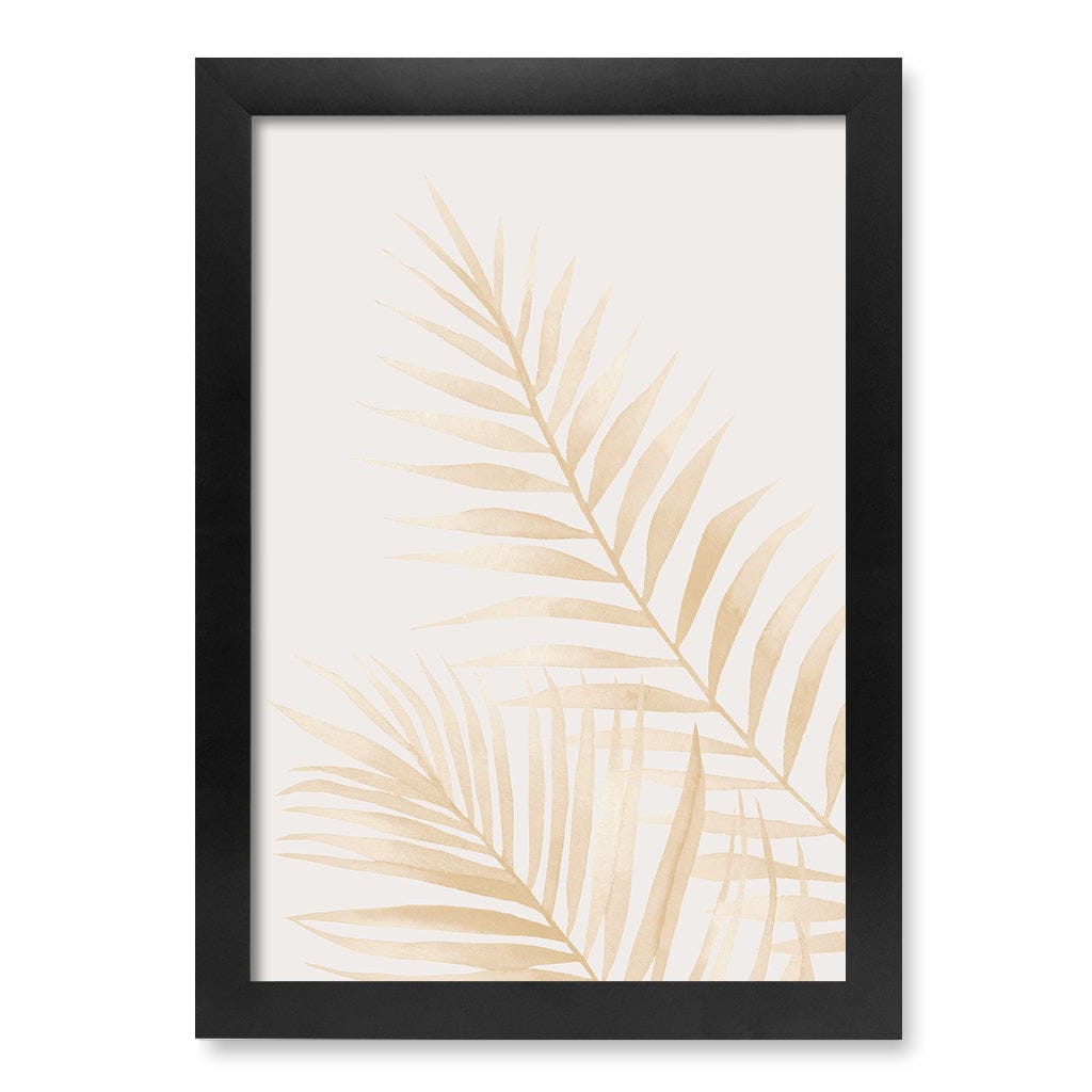 Watercolour Palm Leaves Beige Wall Art Print A4 (21 x 29.7cm) / Matte Black Frame / No Border from our Australian Made Framed Wall Art, Prints & Posters collection by Profile Products (Australia) Pty Ltd