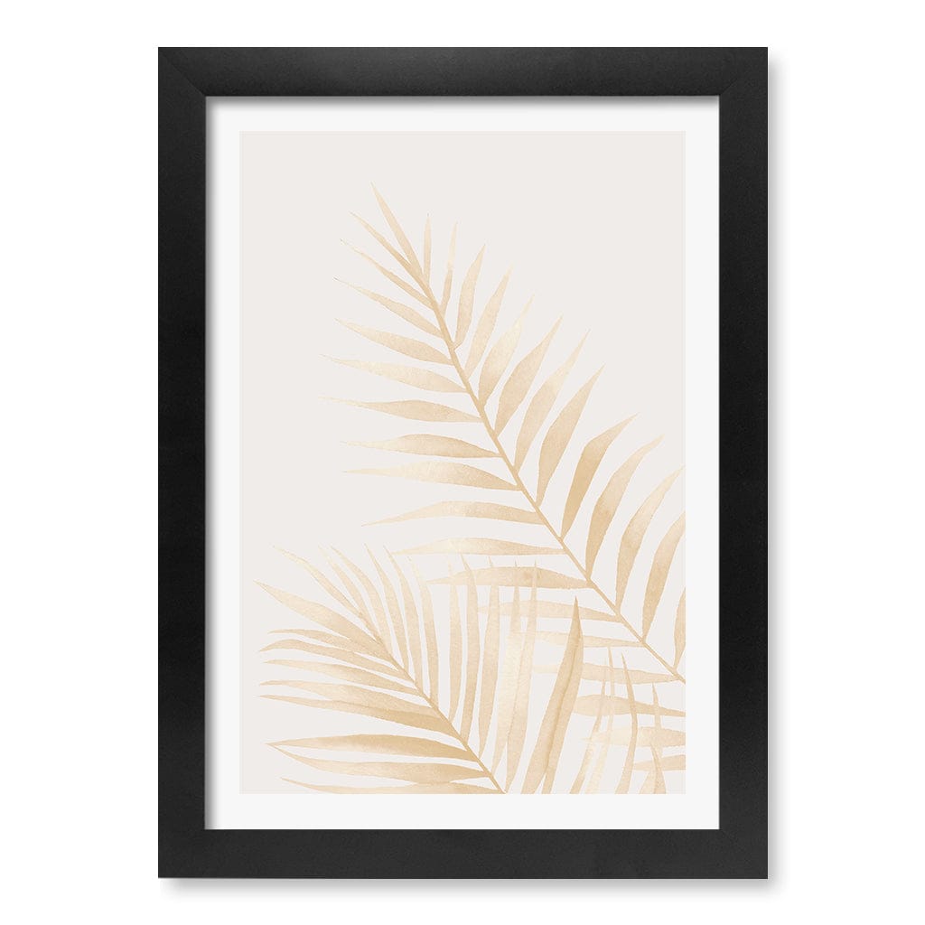 Watercolour Palm Leaves Beige Wall Art Print A4 (21 x 29.7cm) / Matte Black Frame / White Border from our Australian Made Framed Wall Art, Prints & Posters collection by Profile Products (Australia) Pty Ltd