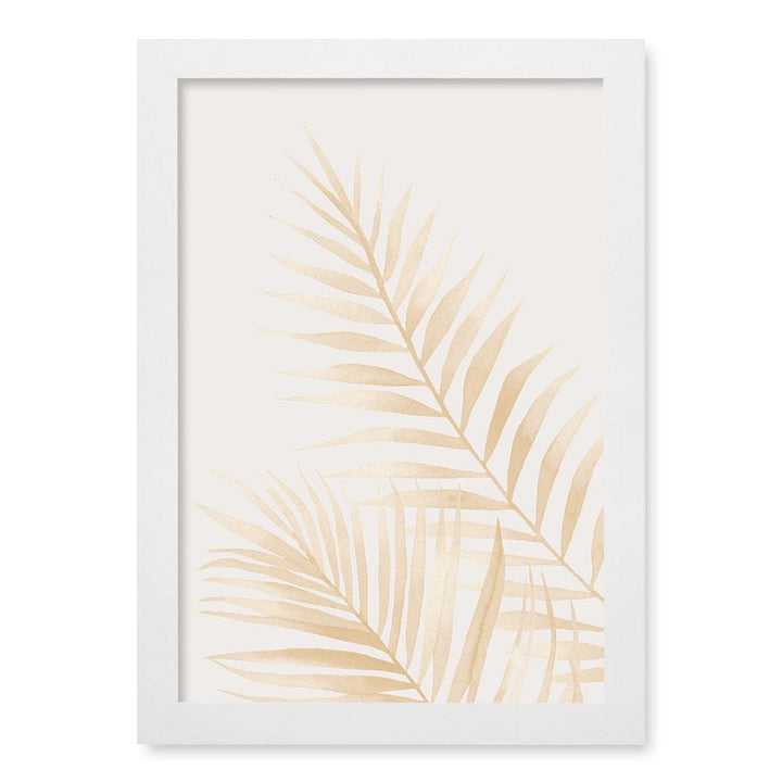 Watercolour Palm Leaves Beige Wall Art Print A4 (21 x 29.7cm) / Matte White Frame / No Border from our Australian Made Framed Wall Art, Prints & Posters collection by Profile Products (Australia) Pty Ltd
