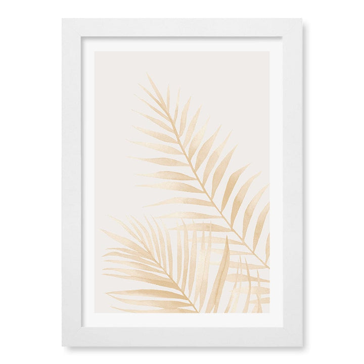 Watercolour Palm Leaves Beige Wall Art Print A4 (21 x 29.7cm) / Matte White Frame / White Border from our Australian Made Framed Wall Art, Prints & Posters collection by Profile Products (Australia) Pty Ltd