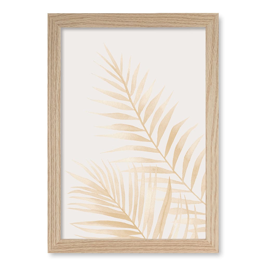 Watercolour Palm Leaves Beige Wall Art Print A4 (21 x 29.7cm) / Natural Oak Frame / No Border from our Australian Made Framed Wall Art, Prints & Posters collection by Profile Products (Australia) Pty Ltd