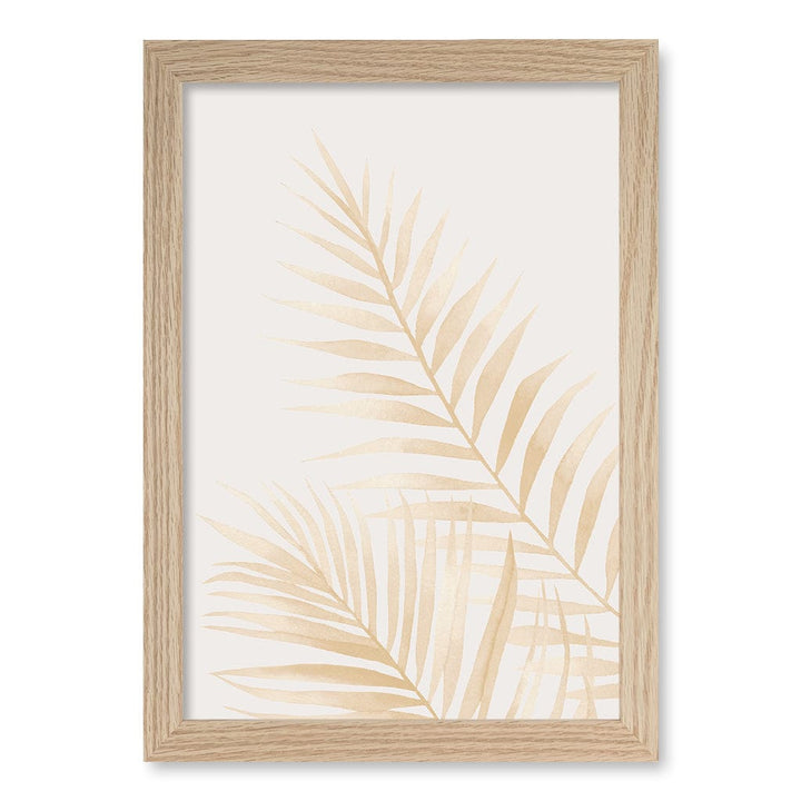 Watercolour Palm Leaves Beige Wall Art Print A4 (21 x 29.7cm) / Natural Oak Frame / No Border from our Australian Made Framed Wall Art, Prints & Posters collection by Profile Products (Australia) Pty Ltd
