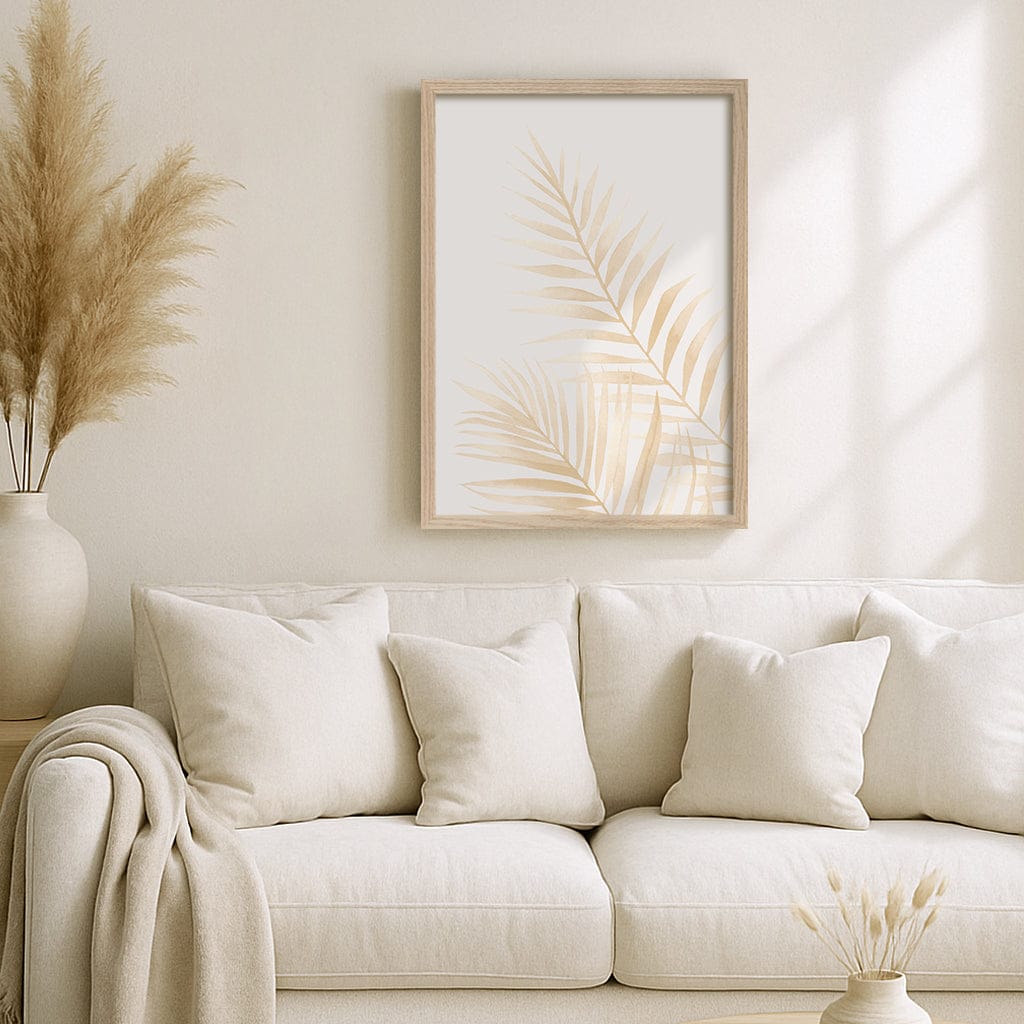 Watercolour Palm Leaves Beige Wall Art Print from our Australian Made Framed Wall Art, Prints & Posters collection by Profile Products (Australia) Pty Ltd