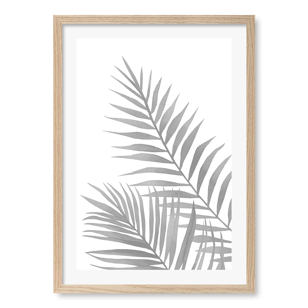 Watercolour Palm Leaves Wall Art Print A2 (42 x 59.4cm) / Natural Oak Frame / White Border from our Australian Made Framed Wall Art, Prints & Posters collection by Profile Australia