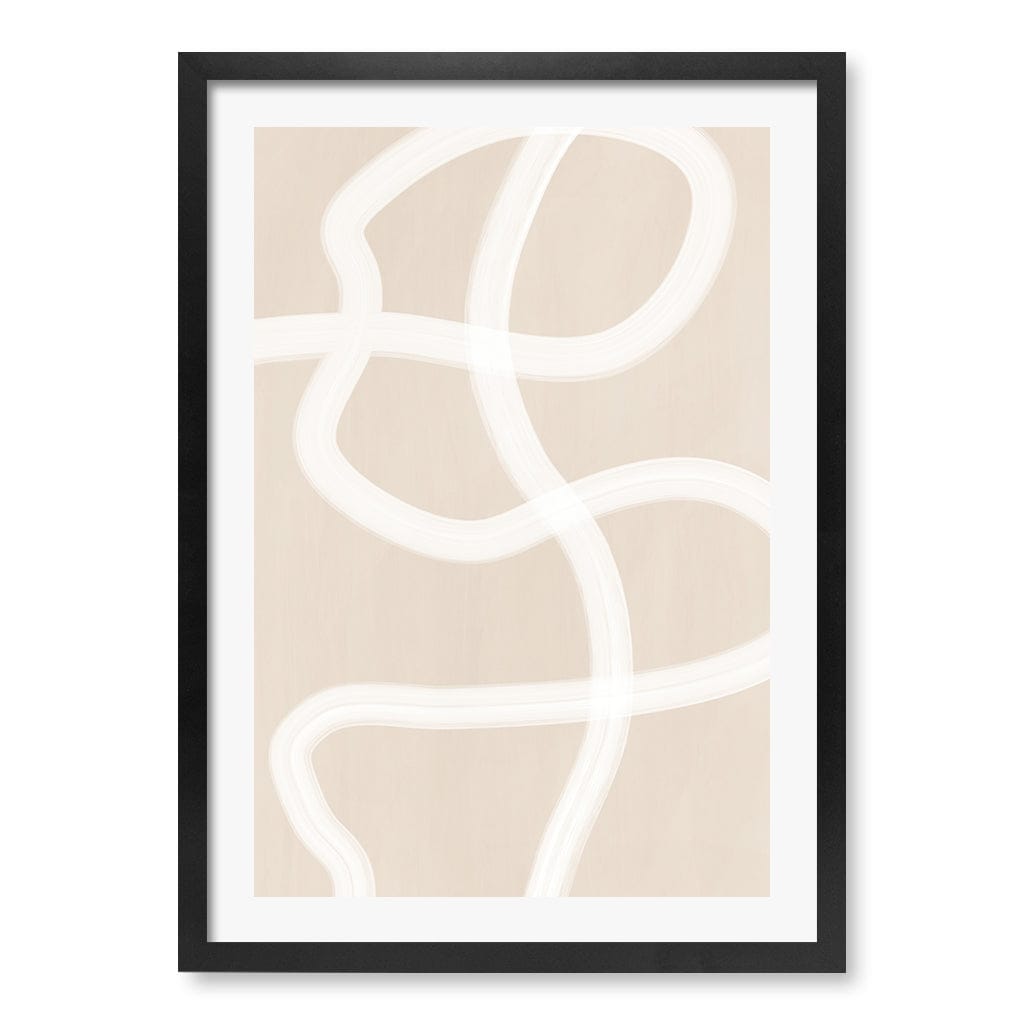 White Brush Stroke 1 Wall Art Print A4 (21 x 29.7cm) / Matte Black Frame / White Border from our Australian Made Framed Wall Art, Prints &amp; Posters collection by Profile Australia