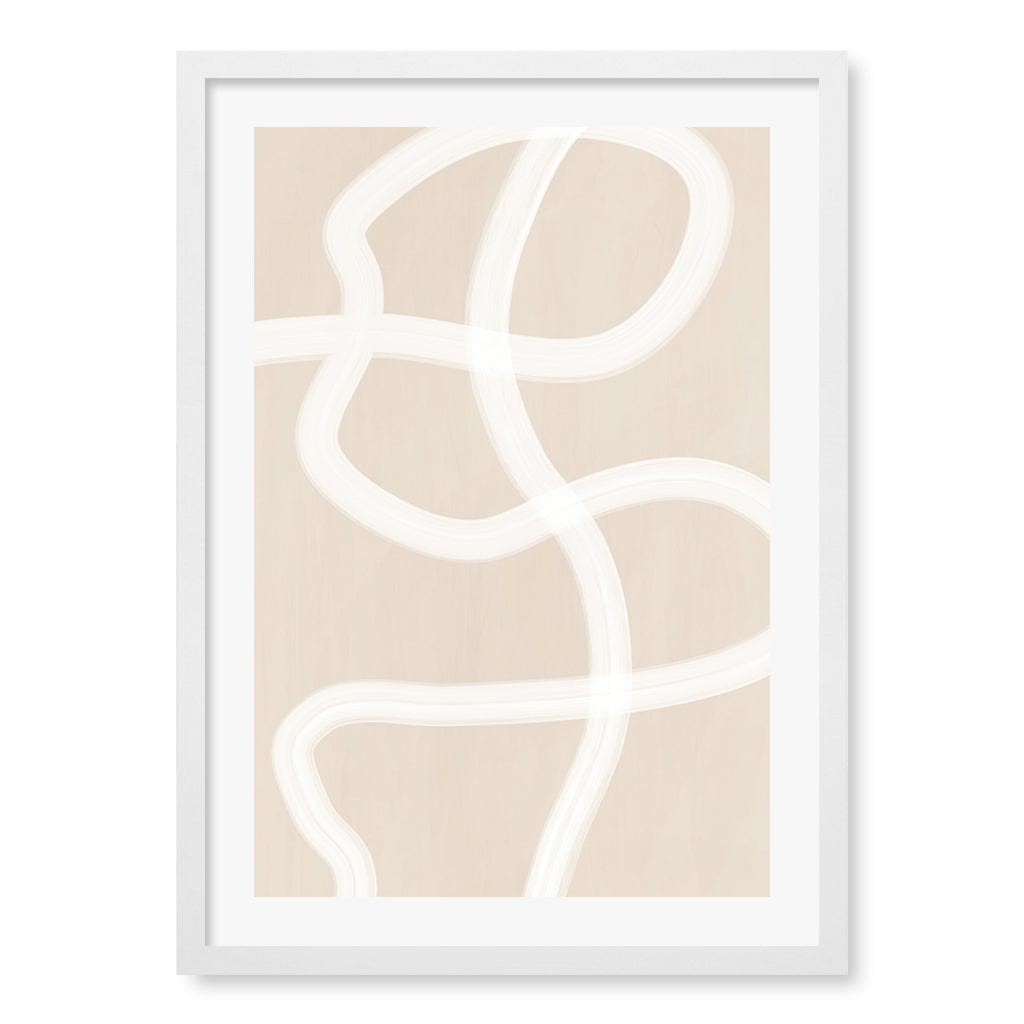 White Brush Stroke 1 Wall Art Print A4 (21 x 29.7cm) / Matte White Frame / White Border from our Australian Made Framed Wall Art, Prints &amp; Posters collection by Profile Australia