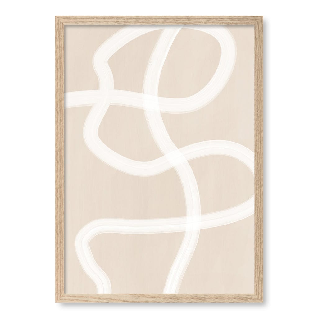 White Brush Stroke 1 Wall Art Print A4 (21 x 29.7cm) / Natural Oak Frame / No Border from our Australian Made Framed Wall Art, Prints &amp; Posters collection by Profile Australia