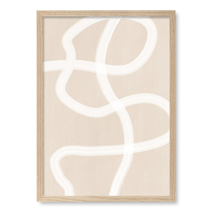 White Brush Stroke 1 Wall Art Print A4 (21 x 29.7cm) / Natural Oak Frame / No Border from our Australian Made Framed Wall Art, Prints & Posters collection by Profile Australia