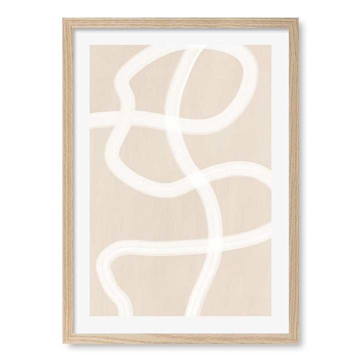 White Brush Stroke 1 Wall Art Print A4 (21 x 29.7cm) / Natural Oak Frame / White Border from our Australian Made Framed Wall Art, Prints & Posters collection by Profile Australia