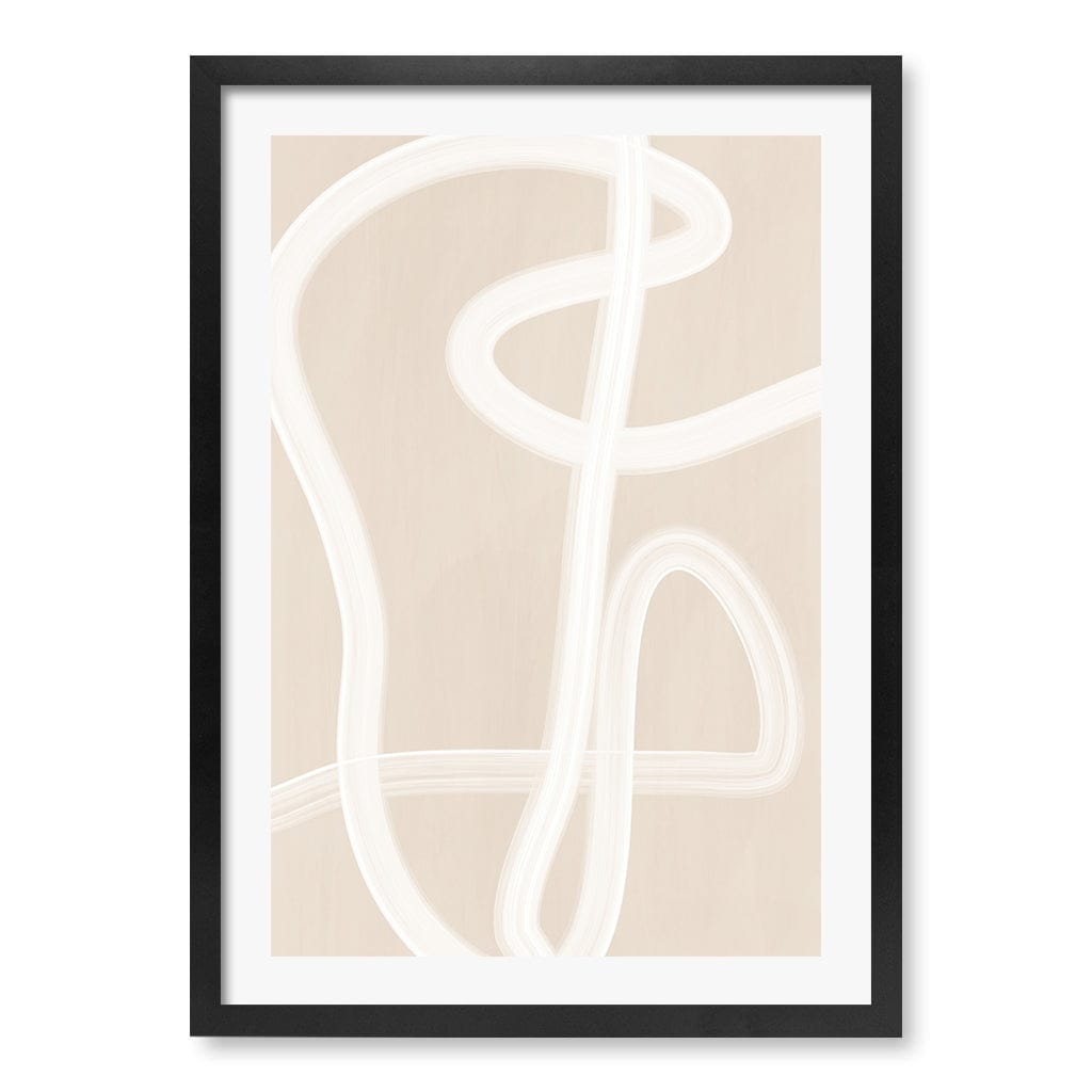 White Brush Stroke 2 Wall Art Print A4 (21 x 29.7cm) / Matte Black Frame / White Border from our Australian Made Framed Wall Art, Prints &amp; Posters collection by Profile Australia