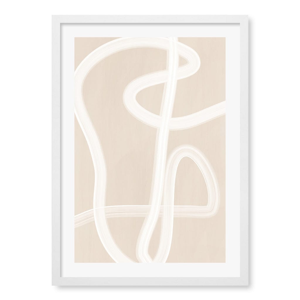 White Brush Stroke 2 Wall Art Print A4 (21 x 29.7cm) / Matte White Frame / White Border from our Australian Made Framed Wall Art, Prints &amp; Posters collection by Profile Australia