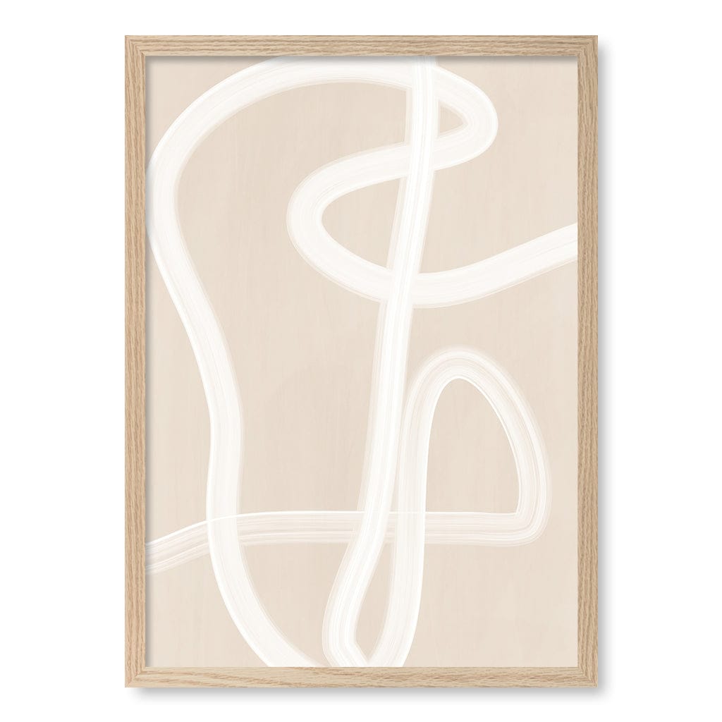 White Brush Stroke 2 Wall Art Print A4 (21 x 29.7cm) / Natural Oak Frame / No Border from our Australian Made Framed Wall Art, Prints &amp; Posters collection by Profile Australia