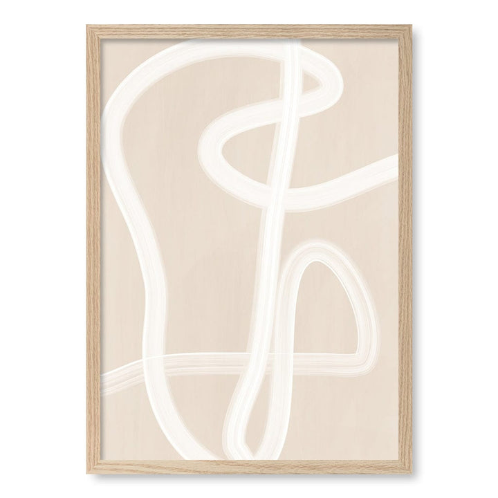 White Brush Stroke 2 Wall Art Print A4 (21 x 29.7cm) / Natural Oak Frame / No Border from our Australian Made Framed Wall Art, Prints & Posters collection by Profile Australia