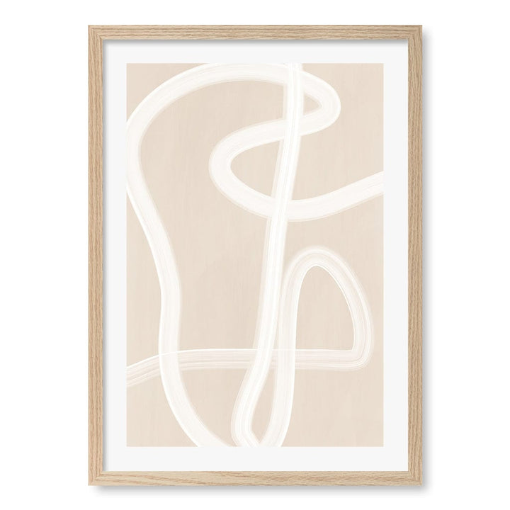 White Brush Stroke 2 Wall Art Print A4 (21 x 29.7cm) / Natural Oak Frame / White Border from our Australian Made Framed Wall Art, Prints & Posters collection by Profile Australia