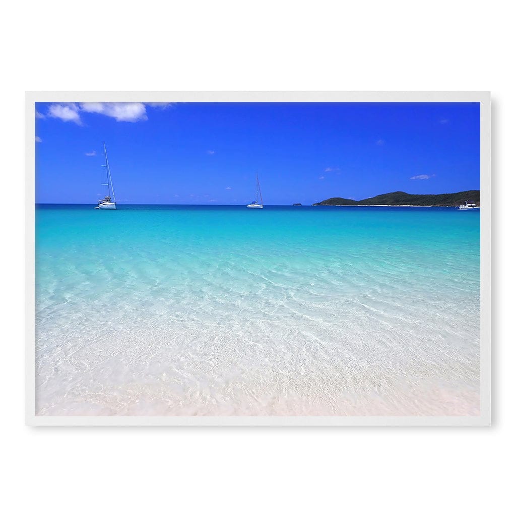 Whitehaven Beach Wall Art Print A1 (59.4 x 84.1cm) / Matte White Frame / No Border from our Australian Made Framed Wall Art, Prints & Posters collection by Profile Products (Australia) Pty Ltd