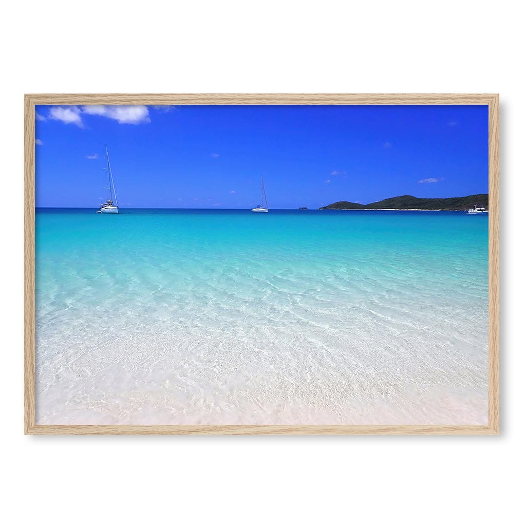 Whitehaven Beach Wall Art Print A1 (59.4 x 84.1cm) / Natural Oak Frame / No Border from our Australian Made Framed Wall Art, Prints & Posters collection by Profile Products (Australia) Pty Ltd