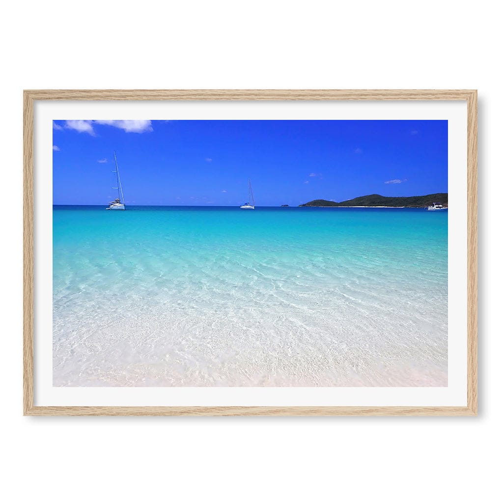 Whitehaven Beach Wall Art Print A1 (59.4 x 84.1cm) / Natural Oak Frame / White Border from our Australian Made Framed Wall Art, Prints & Posters collection by Profile Products (Australia) Pty Ltd