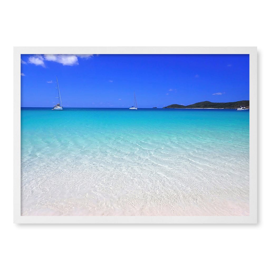 Whitehaven Beach Wall Art Print A2 (42 x 59.4cm) / Matte White Frame / No Border from our Australian Made Framed Wall Art, Prints & Posters collection by Profile Products (Australia) Pty Ltd