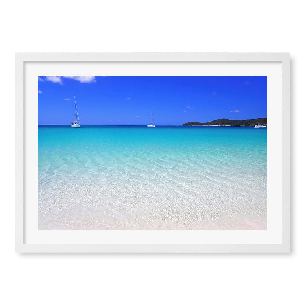 Whitehaven Beach Wall Art Print A2 (42 x 59.4cm) / Matte White Frame / White Border from our Australian Made Framed Wall Art, Prints & Posters collection by Profile Products (Australia) Pty Ltd