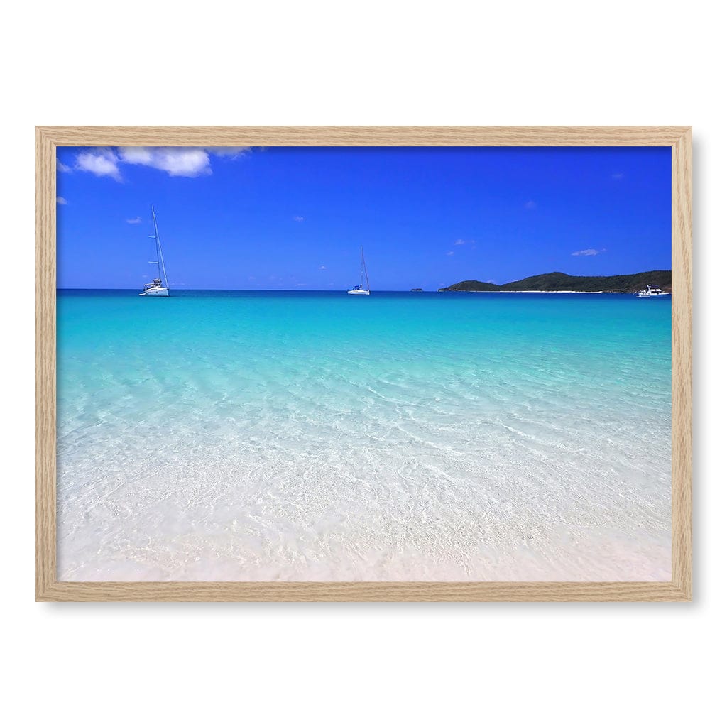 Whitehaven Beach Wall Art Print A2 (42 x 59.4cm) / Natural Oak Frame / No Border from our Australian Made Framed Wall Art, Prints & Posters collection by Profile Products (Australia) Pty Ltd