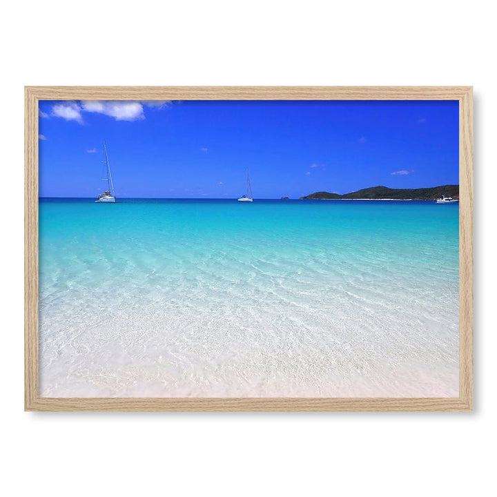 Whitehaven Beach Wall Art Print A2 (42 x 59.4cm) / Natural Oak Frame / No Border from our Australian Made Framed Wall Art, Prints & Posters collection by Profile Products (Australia) Pty Ltd