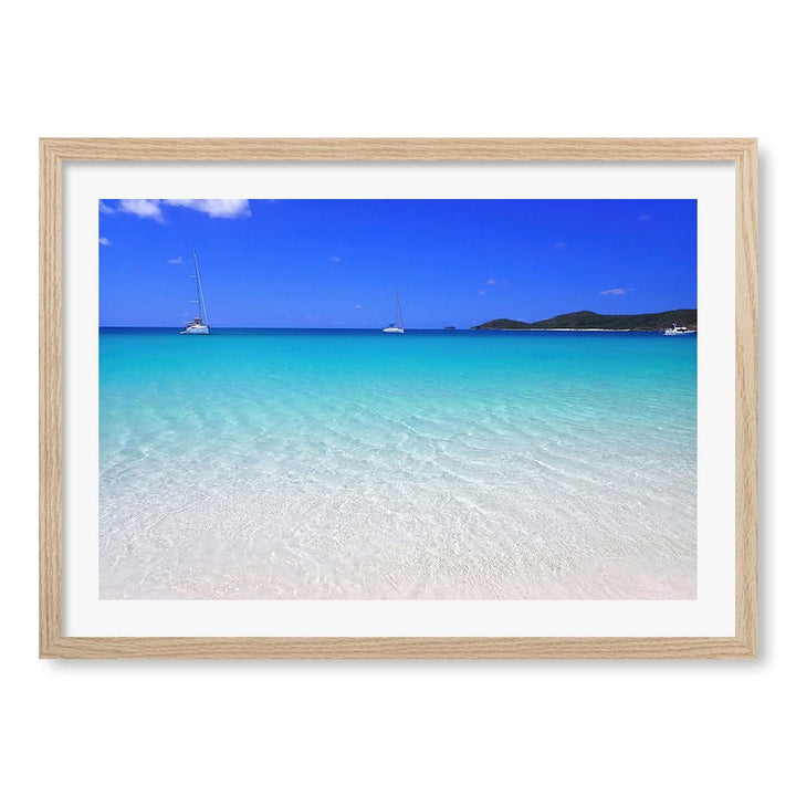 Whitehaven Beach Wall Art Print A2 (42 x 59.4cm) / Natural Oak Frame / White Border from our Australian Made Framed Wall Art, Prints & Posters collection by Profile Products (Australia) Pty Ltd