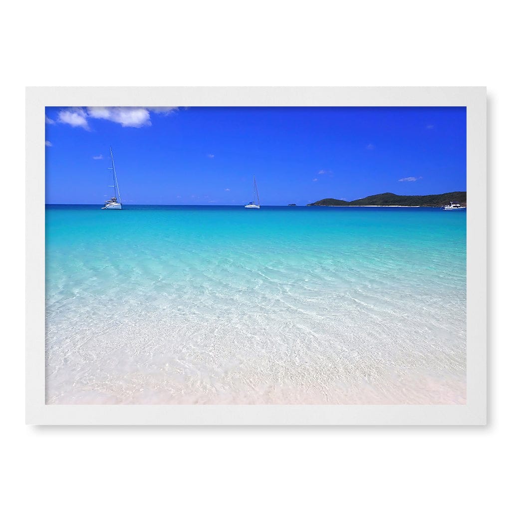 Whitehaven Beach Wall Art Print A3 (29.7 x 42cm) / Matte White Frame / No Border from our Australian Made Framed Wall Art, Prints & Posters collection by Profile Products (Australia) Pty Ltd