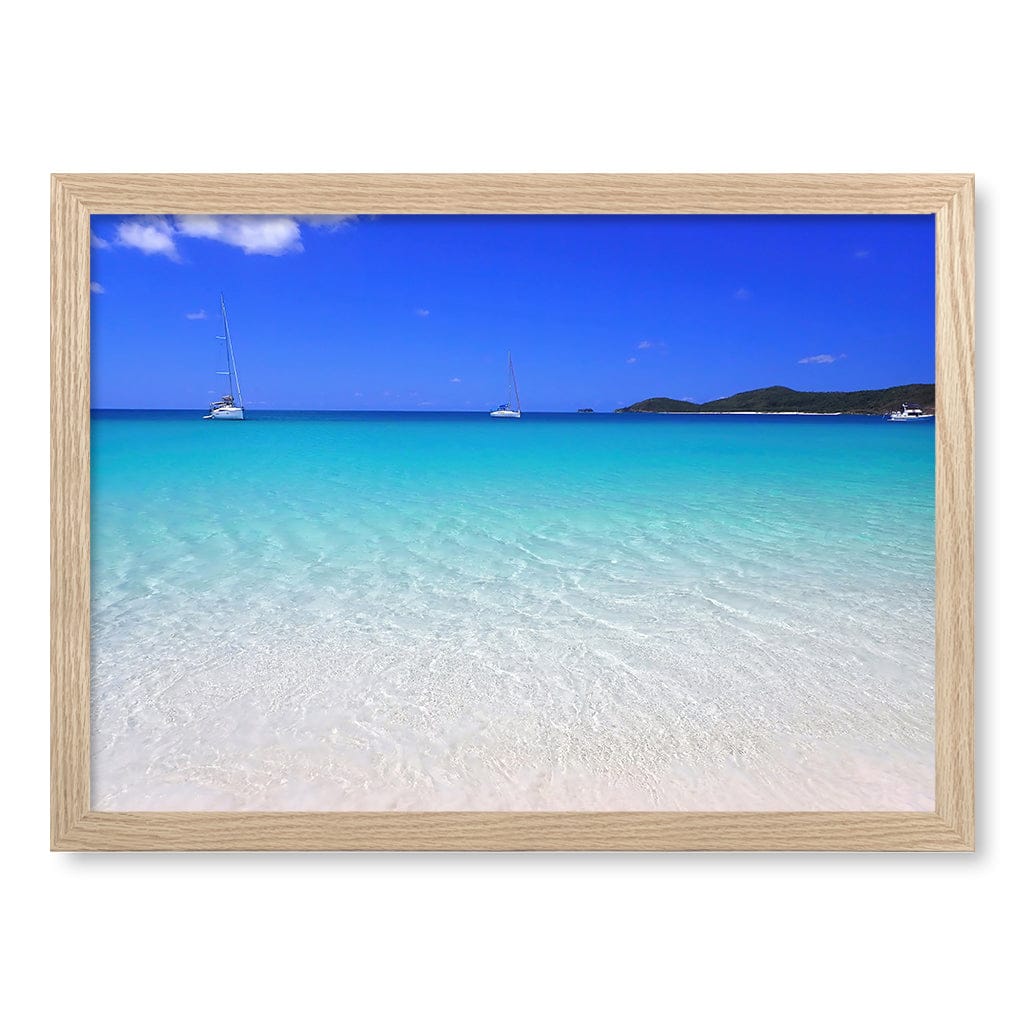 Whitehaven Beach Wall Art Print A3 (29.7 x 42cm) / Natural Oak Frame / No Border from our Australian Made Framed Wall Art, Prints & Posters collection by Profile Products (Australia) Pty Ltd