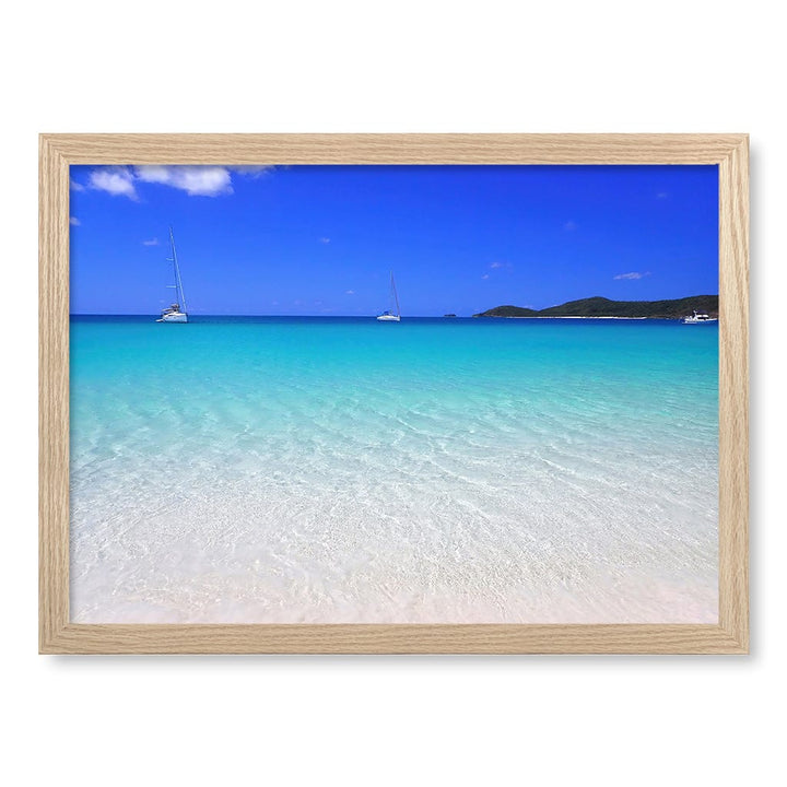 Whitehaven Beach Wall Art Print A3 (29.7 x 42cm) / Natural Oak Frame / No Border from our Australian Made Framed Wall Art, Prints & Posters collection by Profile Products (Australia) Pty Ltd