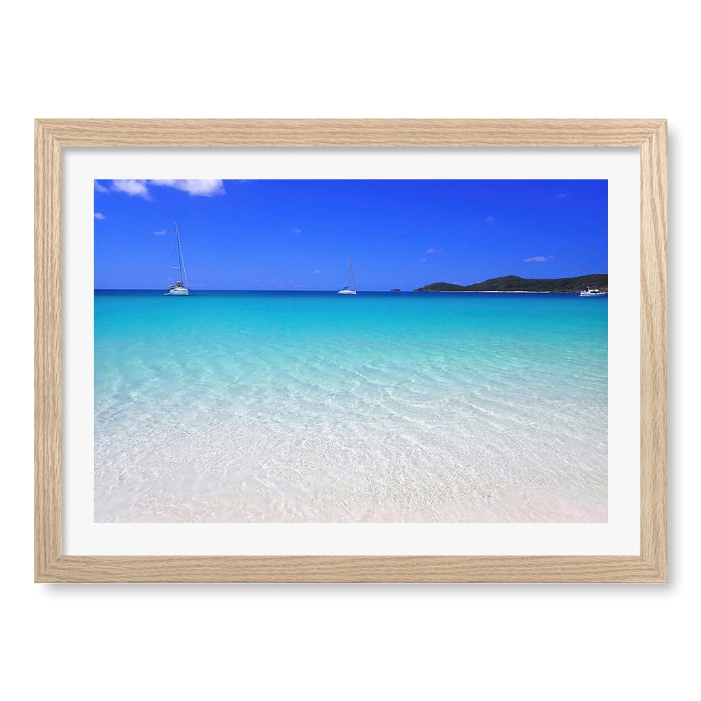 Whitehaven Beach Wall Art Print A3 (29.7 x 42cm) / Natural Oak Frame / White Border from our Australian Made Framed Wall Art, Prints & Posters collection by Profile Products (Australia) Pty Ltd