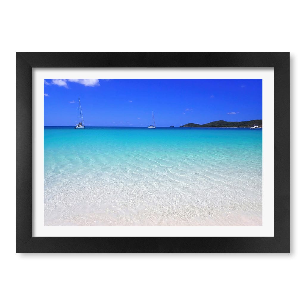 Whitehaven Beach Wall Art Print A4 (21 x 29.7cm) / Matte Black Frame / White Border from our Australian Made Framed Wall Art, Prints & Posters collection by Profile Products (Australia) Pty Ltd