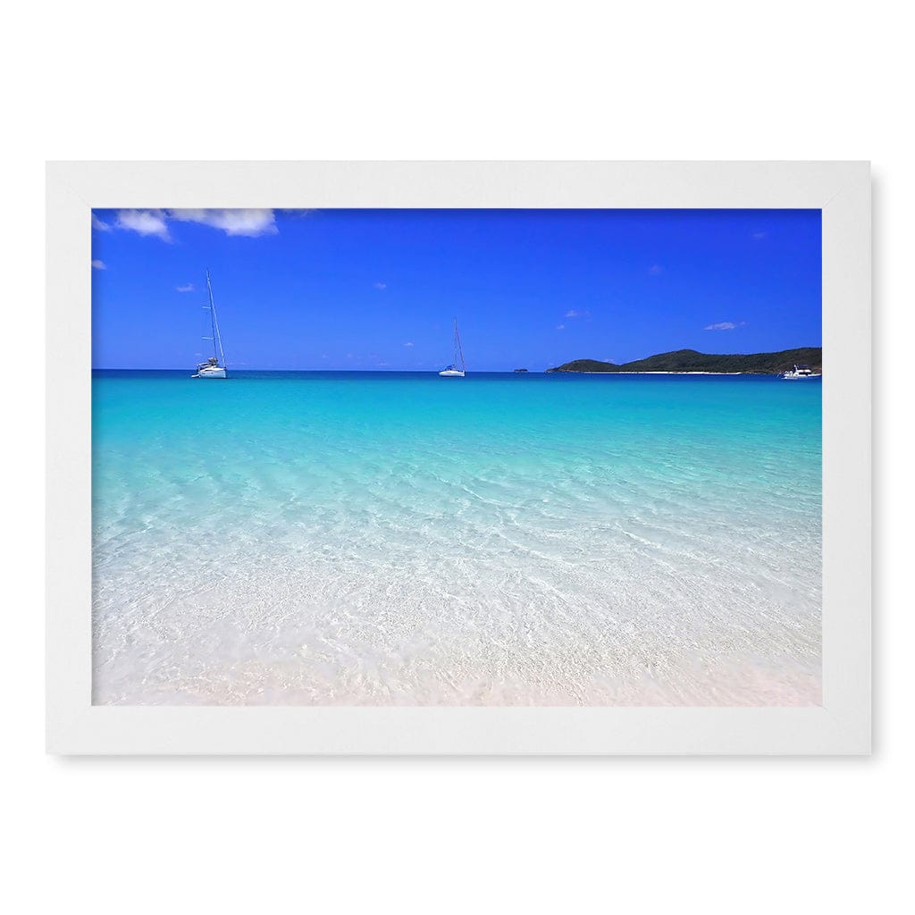 Whitehaven Beach Wall Art Print A4 (21 x 29.7cm) / Matte White Frame / No Border from our Australian Made Framed Wall Art, Prints & Posters collection by Profile Products (Australia) Pty Ltd
