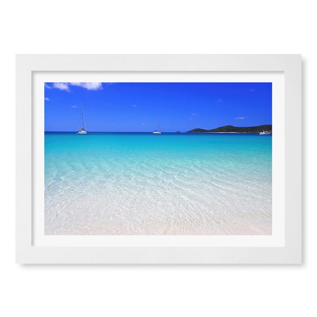 Whitehaven Beach Wall Art Print A4 (21 x 29.7cm) / Matte White Frame / White Border from our Australian Made Framed Wall Art, Prints & Posters collection by Profile Products (Australia) Pty Ltd