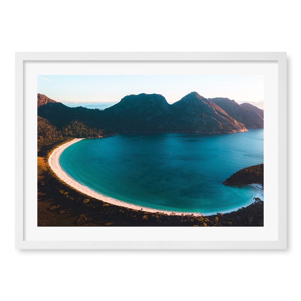 Wineglass Bay Wall Art Print A2 (42 x 59.4cm) / Matte White Frame / White Border from our Australian Made Framed Wall Art, Prints & Posters collection by Profile Products (Australia) Pty Ltd