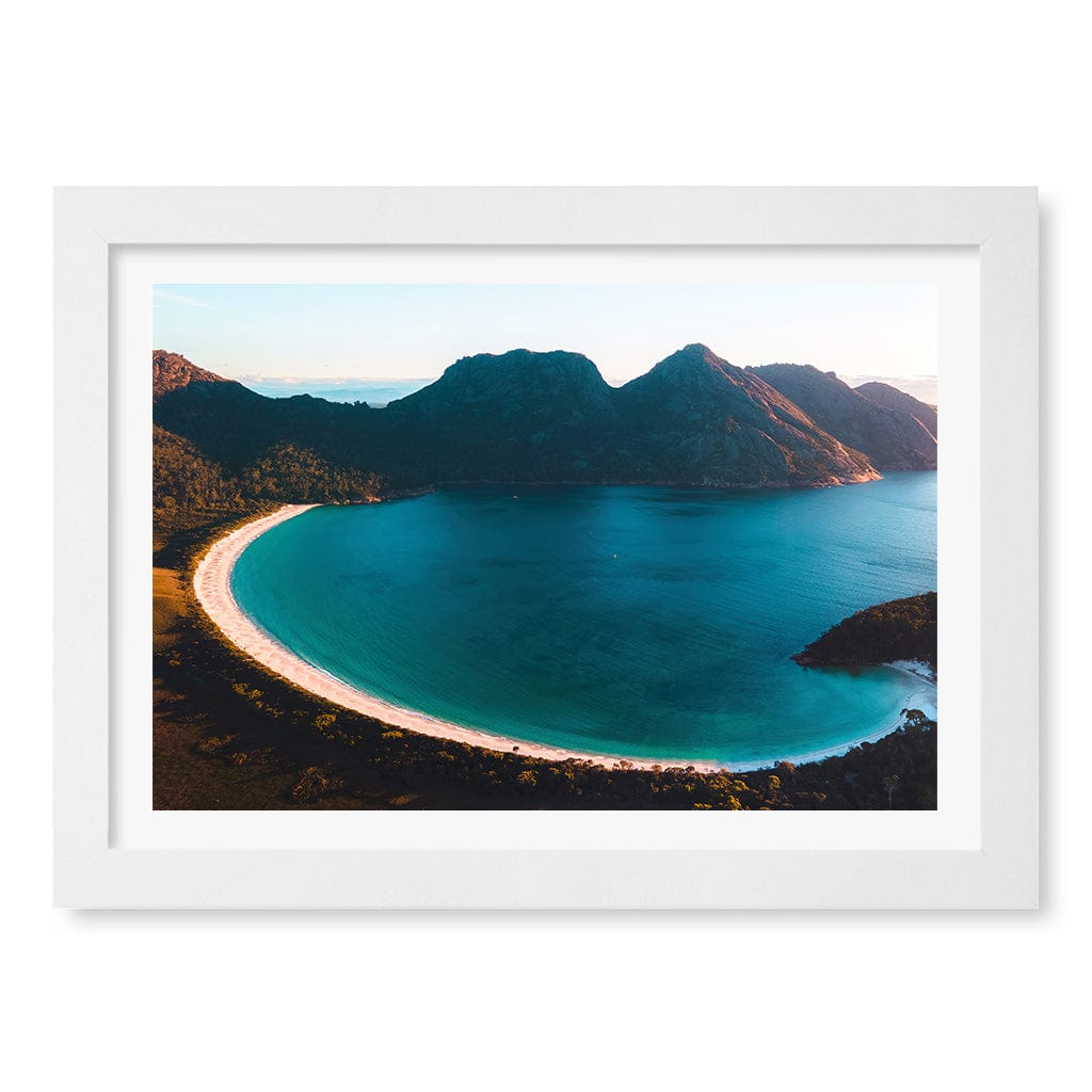 Wineglass Bay Wall Art Print A4 (21 x 29.7cm) / Matte White Frame / White Border from our Australian Made Framed Wall Art, Prints & Posters collection by Profile Products (Australia) Pty Ltd