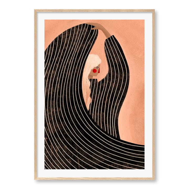 Woman in Black Dress Wall Art Print A0 (84.1 x 118.9cm) / Natural Oak Frame / White Border from our Australian Made Wall Art collection by Profile Australia