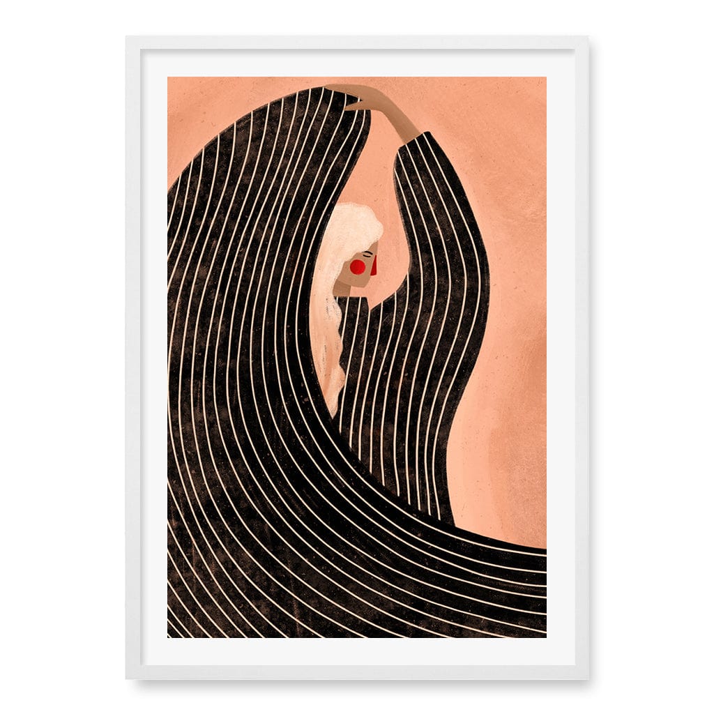 Woman in Black Dress Wall Art Print A1 (59.4 x 84.1cm) / Matte White Frame / White Border from our Australian Made Wall Art collection by Profile Australia