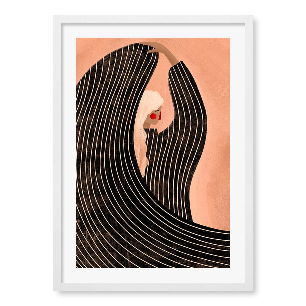 Woman in Black Dress Wall Art Print A2 (42 x 59.4cm) / Matte White Frame / White Border from our Australian Made Wall Art collection by Profile Australia