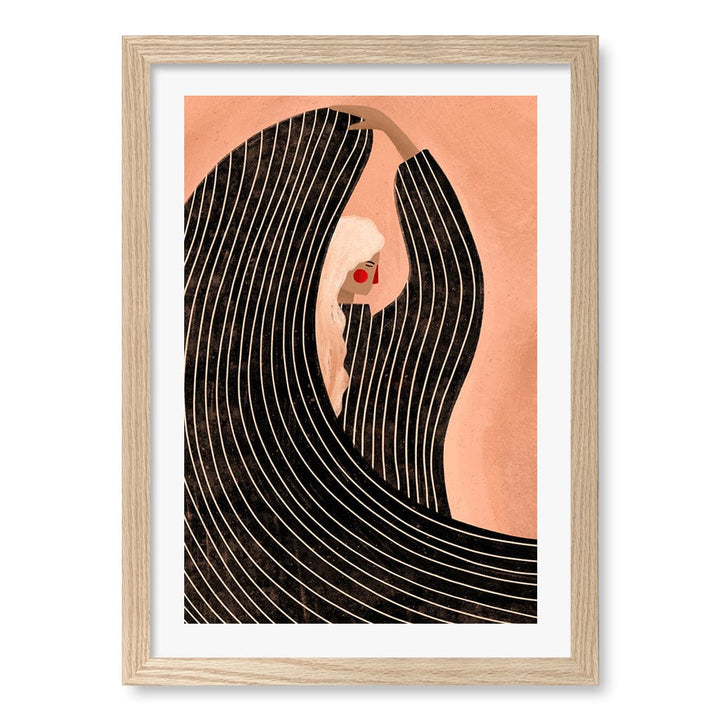 Woman in Black Dress Wall Art Print A3 (29.7 x 42cm) / Natural Oak Frame / White Border from our Australian Made Wall Art collection by Profile Australia