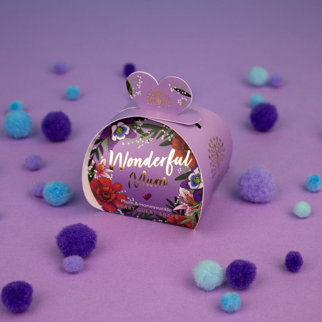 Wonderful Mum - Plum & Honeysuckle Mini Heart Gift Soaps (3 x 20g) from our Luxury Bar Soap collection by The English Soap Company