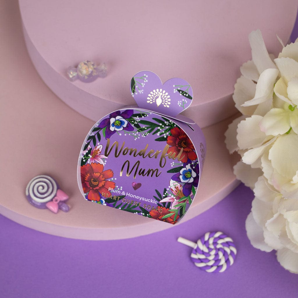 Wonderful Mum - Plum & Honeysuckle Mini Heart Gift Soaps (3 x 20g) from our Luxury Bar Soap collection by The English Soap Company