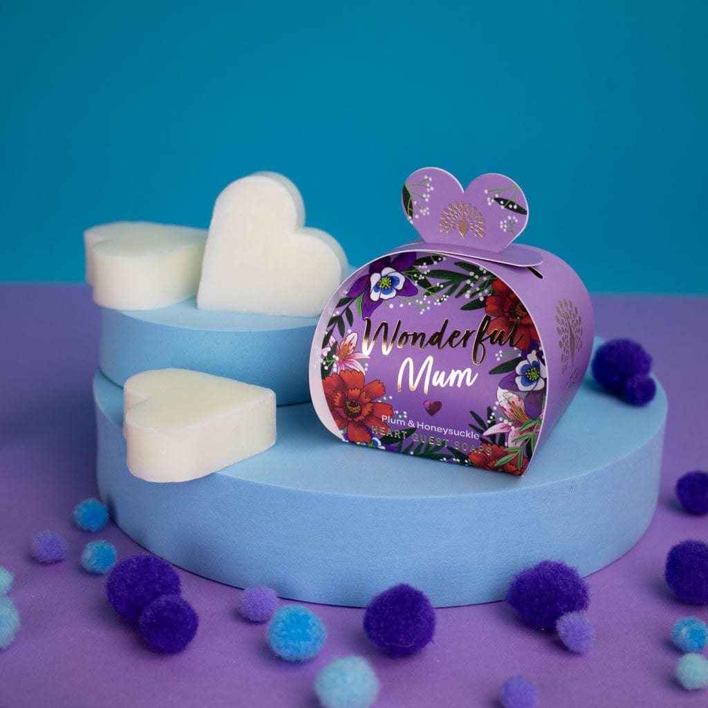 Wonderful Mum - Plum & Honeysuckle Mini Heart Gift Soaps (3 x 20g) from our Luxury Bar Soap collection by The English Soap Company