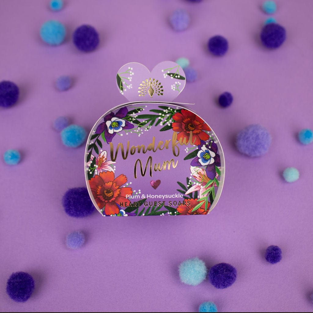 Wonderful Mum - Plum & Honeysuckle Mini Heart Gift Soaps (3 x 20g) from our Luxury Bar Soap collection by The English Soap Company