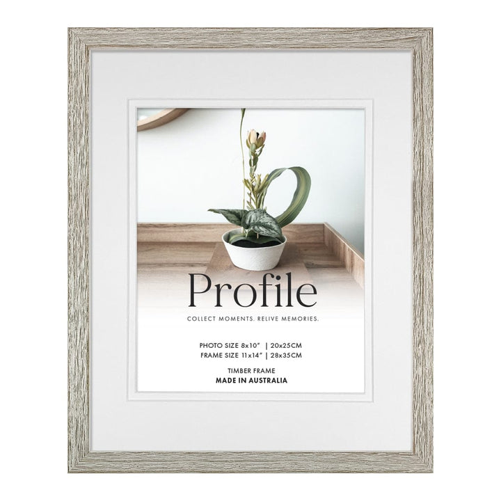 Woodgrain Deluxe Taupe Timber Photo Frame 11x14in (27.9x35.5cm) to suit 8x10in (20.3x25.4cm) image from our Australian Made Picture Frames collection by Profile Products (Australia) Pty Ltd