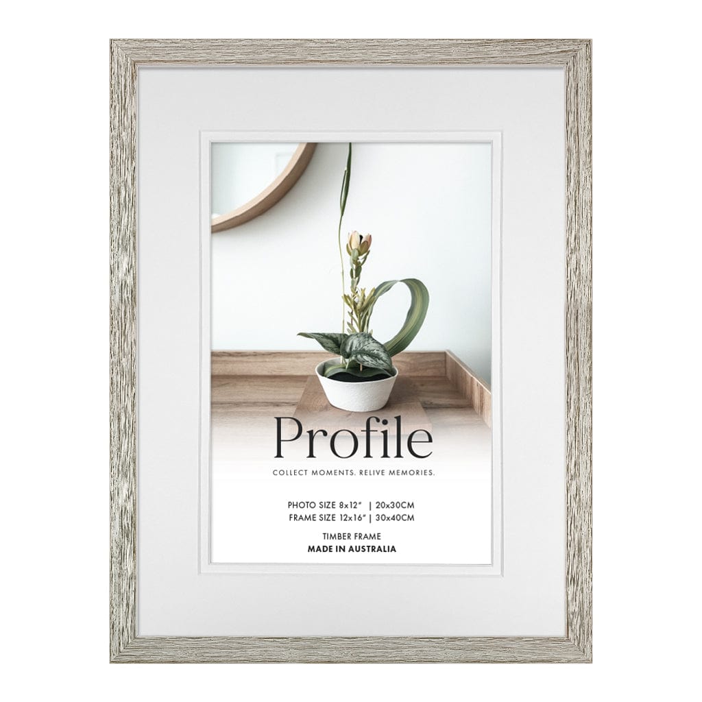 Woodgrain Deluxe Taupe Timber Photo Frame 12x16in (30.5x40.6cm) to suit 8x12in (20.3x30.5cm) image from our Australian Made Picture Frames collection by Profile Products (Australia) Pty Ltd